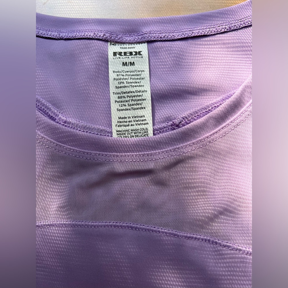 RBX- Live Life Active /Super Soft Easy Breezy Tank Color:Light Purple /Size M - Picture 5 of 7